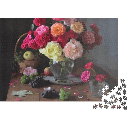 500-teiliges Puzzle für Erwachsene, Rosen und Früchte, Holzpuzzle, Familienunterhaltungsspielzeug, 500 Teile (52 x 38 cm) von LCZLCZ