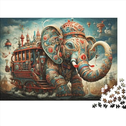 500-teiliges Puzzle für Erwachsene, Tier-Elefant-Puzzle-Sets für die Familie, Holzpuzzle, Gehirn-Herausforderungspuzzle, 500 Teile (52 x 38 cm) von LCZLCZ