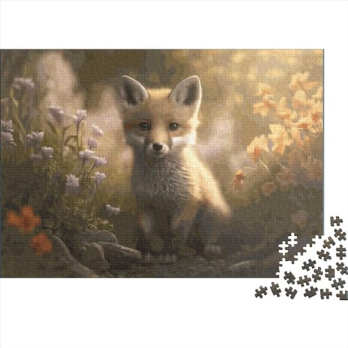 500-teiliges Puzzle mit Fuchsjunges für Erwachsene, kreatives rechteckiges Holzpuzzle, Geschenk für Freunde und Familie, 500 Teile (52 x 38 cm) von LCZLCZ