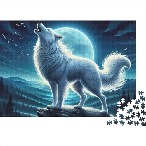 Heulender Wolf, Holzpuzzle für Erwachsene, 1000-teiliges Puzzle, rechteckiges Puzzle, Geschenke für Erwachsene und Kinder, Heimdekoration und Familienspiel, 1000 Teile (75 x 50 cm) von LCZLCZ