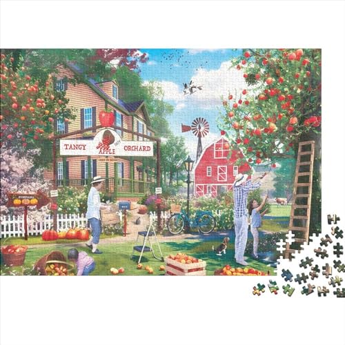 Holzpuzzle für Erwachsene zum Thema Äpfelpflücken, 1000-teiliges Puzzle, rechteckiges Puzzle, Geschenke für Erwachsene und Kinder, Heimdekoration und Familienspiel, 1000 Teile (75 x 50 cm) von LCZLCZ