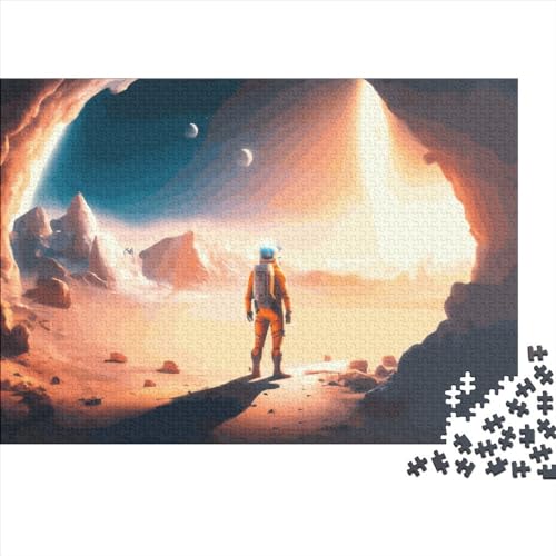 Kreative rechteckige Puzzles für Erwachsene, 1000 Teile, Astronauten-Erkundung, Holzpuzzle, praktisches Spiel, Familiendekoration, 1000 Teile (75 x 50 cm) von LCZLCZ