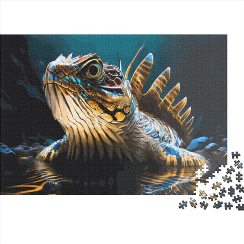 Kreative rechteckige Puzzles für Erwachsene, 300-teiliges Leguan-Holzpuzzle, praktisches Spiel, Familiendekoration, 300 Teile (40 x 28 cm) von LCZLCZ