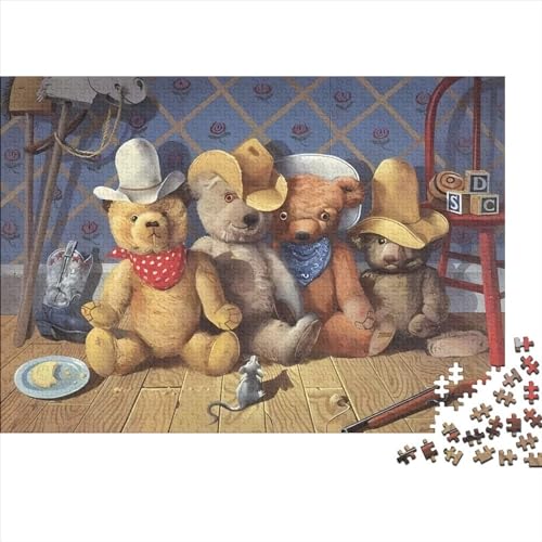 Kreative rechteckige Puzzles für Erwachsene, 300-teiliges Teddybär-Holzpuzzle, Puzzle, praktisches Spiel, Familiendekoration, 300 Teile (40 x 28 cm) von LCZLCZ