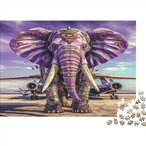 Kreative rechteckige Puzzles für Erwachsene, 500 Teile, Tierelefant, Holzpuzzle, praktisches Spiel, Familiendekoration, 500 Teile (52 x 38 cm) von LCZLCZ