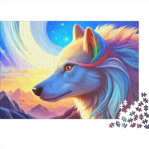 Kreatives Fantasy-Wolf-Geschenk aus Holz, 1000 Teile, Puzzle für Erwachsene, rechteckiges Puzzle, Gehirnübungs-Herausforderungsspiel, 1000 Teile (75 x 50 cm) von LCZLCZ