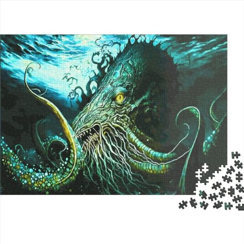 Kreatives Kraken-Geschenk aus Holz, 1000 Teile, Puzzle für Erwachsene, rechteckiges Puzzle, Gehirnübungs-Herausforderungsspiel, 1000 Teile (75 x 50 cm) von LCZLCZ