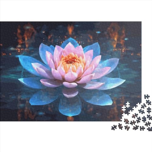 Kreatives Lotusblumen-Geschenk aus Holz, 1000 Teile, Puzzle für Erwachsene, rechteckiges Puzzle, Gehirnübung, Herausforderungsspiel, 1000 Teile (75 x 50 cm) von LCZLCZ