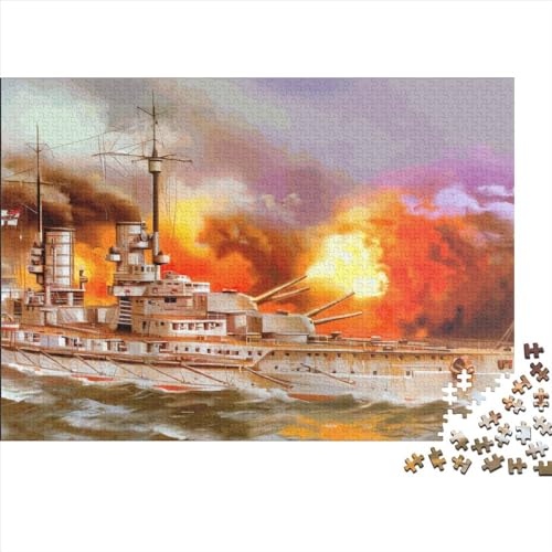 Kreatives Marine-Kriegsschiff-Puzzle für Erwachsene, 1000-teiliges Puzzle für Kinder, Familie, herausfordernde Spiele, Spielzeug, Geschenke, 1000 Teile (75 x 50 cm) von LCZLCZ