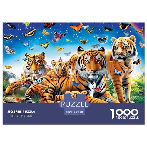 Kreatives Puzzle mit 1000 Teilen, Tigerfamilie, rechteckiges Puzzle, Lernspielzeug, Geschenk für Kinder und Erwachsene, 1000 Stück (75 x 50 cm) von LCZLCZ