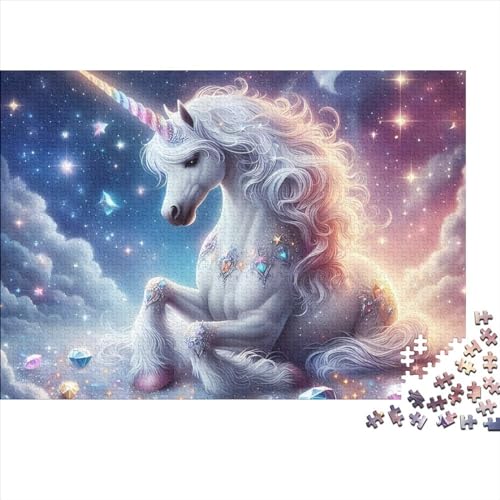 Kreatives rechteckiges Puzzle für Erwachsene, 1000 Teile, Heiliges Einhorn, Holzpuzzle, Puzzle, Mitmachspiel, Familiendekoration, 1000 Teile (75 x 50 cm) von LCZLCZ