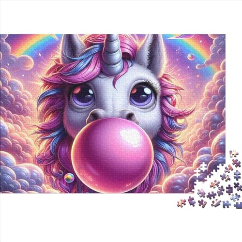 Kreatives rechteckiges Puzzle für Erwachsene, 500 Teile, Cartoon-Einhorn-Holzpuzzle, Puzzle, praktisches Spiel, Familiendekoration, 500 Teile (52 x 38 cm) von LCZLCZ