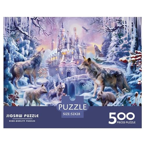 Kreatives rechteckiges Puzzle für Erwachsene, 500 Teile, Eisschloss-Holzpuzzle, Puzzle, praktisches Spiel, Familiendekoration, 500 Teile (52 x 38 cm) von LCZLCZ