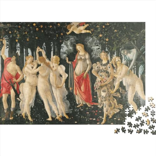 La Primavera von Botticelli Holzpuzzle für Erwachsene, 1000 Teile, rechteckiges Puzzle, Geschenke für Erwachsene, Spiel, 1000 Teile (75 x 50 cm) von LCZLCZ