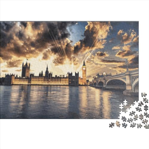 London Holzpuzzle für Erwachsene, 1000 Teile, rechteckiges Puzzle, Geschenke für Erwachsene, Spiel, 1000 Teile (75 x 50 cm) von LCZLCZ