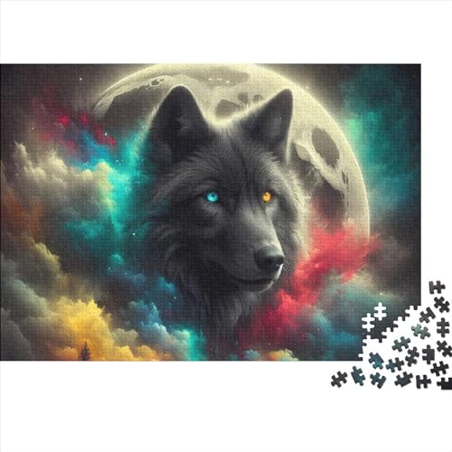 Moon Wolf Puzzle 1000 Teile Puzzle für Erwachsene, Denkspiel, Puzzlespielzeug für Erwachsene und Kinder, 1000 Teile (75 x 50 cm) von LCZLCZ