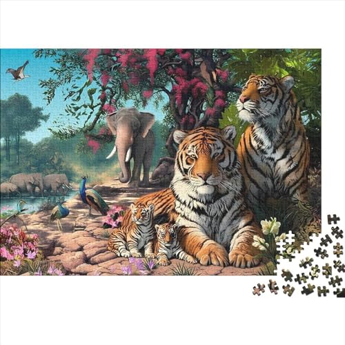 Puzzle 1000 Teile, Tiertiger, quadratische Puzzles für Erwachsene und Kinder, Holzpuzzles, anspruchsvolles Spiel, Puzzles 1000 Teile (75 x 50 cm) von LCZLCZ