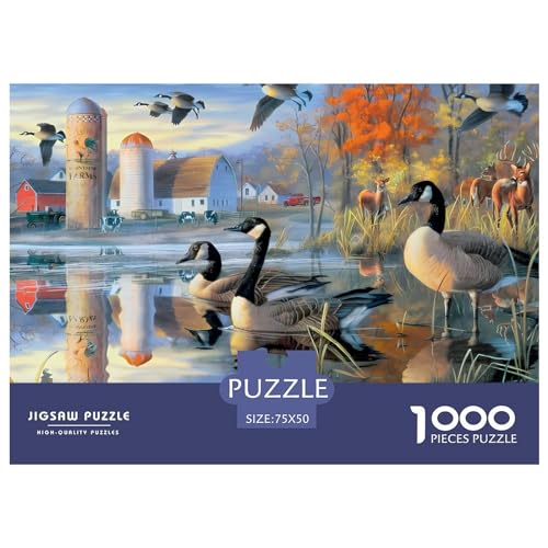 Puzzle 1000 Teile für Erwachsene, Ente im See, kreatives rechteckiges Holzpuzzle, Geschenk für Freunde und Familie, 1000 Teile (75 x 50 cm) von LCZLCZ