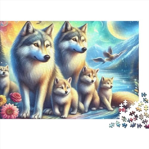 Puzzle 1000 Teile für Erwachsene, Wolfsfamilien-Puzzle, kreatives rechteckiges Holzpuzzle, Geschenk für Freunde und Familie, 1000 Teile (75 x 50 cm) von LCZLCZ