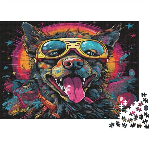 Puzzle DJ Dog Puzzle für Erwachsene 1000 Teile, Holzpuzzle, Wandkunst, Puzzlespiele 1000 Teile (75 x 50 cm) von LCZLCZ