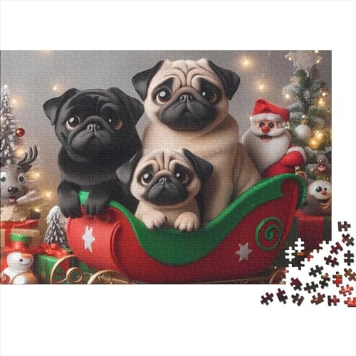 Puzzle für Erwachsene, 1000 Teile, Weihnachts-Puzzle mit französischer Bulldogge, anspruchsvolles Denkspiel, 1000 Teile (75 x 50 cm) von LCZLCZ