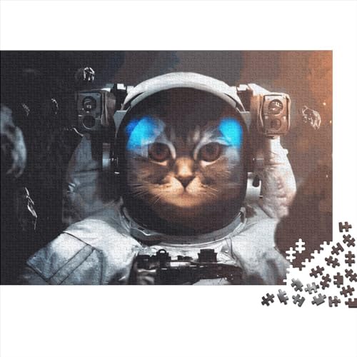 Puzzle für Erwachsene, 500 Teile, Katzen-Astronauten-Puzzle, kreatives rechteckiges Puzzle, Dekompressionsspiel, 500 Teile (52 x 38 cm) von LCZLCZ