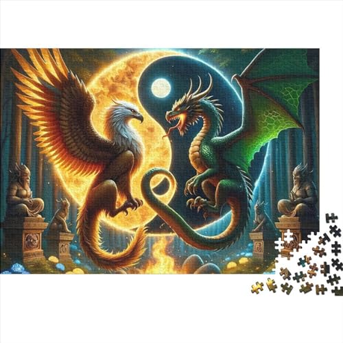 Puzzle für Erwachsene, Greif und Drache, Yin und Yang, 1000-teiliges Puzzle, Holzpuzzle für Kinder ab 12 Jahren, anspruchsvolles Spiel, 1000 Teile (75 x 50 cm) von LCZLCZ