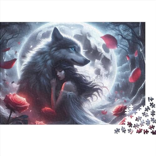 Puzzle für Erwachsene 1000 Teile, klassisches „Der Wolf und das Mädchen“, Holzpuzzle, entspannendes Puzzle, Puzzlespiel, Denksportaufgaben, 1000 Teile (75 x 50 cm) von LCZLCZ