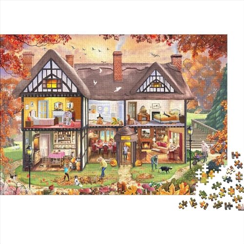 Puzzle für Erwachsene 1000 Teile Jahreszeitenhaus - Herbst Kreative Holzpuzzles - Puzzle Mitmachspiel Puzzle - Familiendekoration 1000 Teile (75 x 50 cm) von LCZLCZ