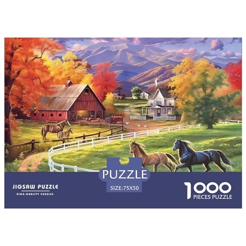 Puzzle für Kinder, Herbstbauernhof, 1000-teiliges Puzzle, Holzpuzzle für Erwachsene und Kinder, Herausforderung für die Familie, 1000 Teile (75 x 50 cm) von LCZLCZ