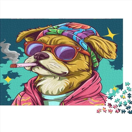 Puzzle für Kinder, Hund im Hip-Hop-Stil, 1000-teiliges Puzzle für Erwachsene, Holzpuzzle für Erwachsene und Kinder, zum Stressabbau, 1000 Teile (75 x 50 cm) von LCZLCZ