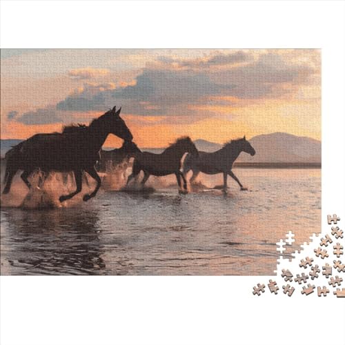 Puzzle für Kinder, Wasserpferde, 1000 Teile, Holzpuzzle für Erwachsene und Kinder, Herausforderungsfamilie, 1000 Teile (75 x 50 cm) von LCZLCZ