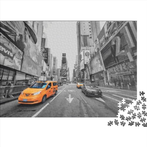 Puzzle für Kinder, gelbes Taxi, 1000 Teile, Holzpuzzle für Erwachsene und Kinder, Herausforderungsfamilie, 1000 Teile (75 x 50 cm) von LCZLCZ