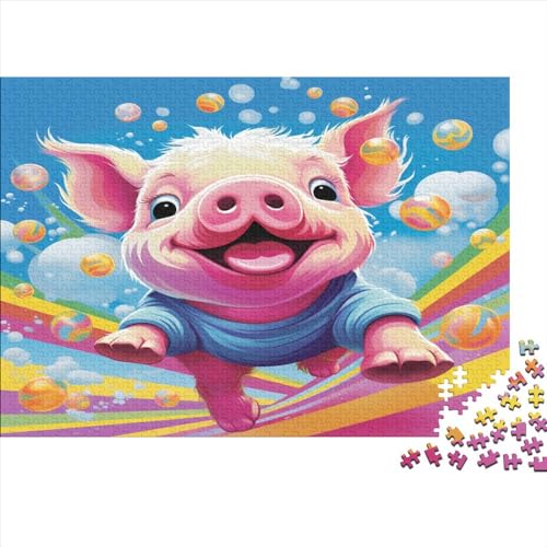 Puzzle mit 1000 Teilen, süßes Schweinchen, für Erwachsene und Kinder, Holzpuzzle, Lernspielzeug, 1000 Stück (75 x 50 cm) von LCZLCZ