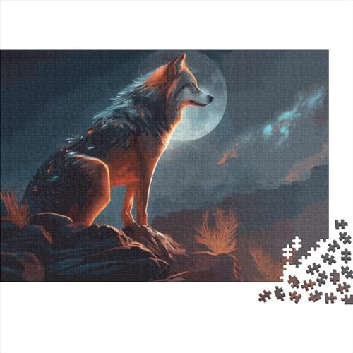 Puzzle mit Wolf und Mond, 1000 Teile, für Erwachsene, Puzzle, Lernspiele, 1000 Teile (75 x 50 cm) von LCZLCZ