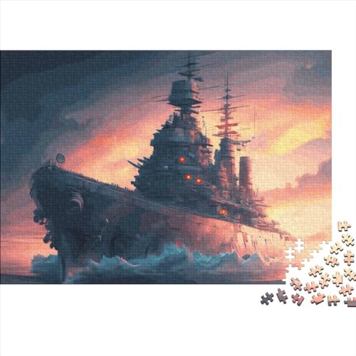 Puzzles 1000 Teile für Erwachsene, Schlachtschiff-Puzzle, Holzbrettpuzzles, Familiendekoration, 1000 Teile (75 x 50 cm) von LCZLCZ