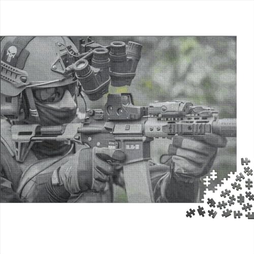 Puzzles 500 Teile für Erwachsene, Soldaten- und Waffenpuzzle, Holzbrettpuzzles, Familiendekoration, 500 Teile (52 x 38 cm) von LCZLCZ