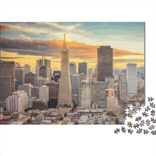 San Francisco Kalifornien Holzpuzzle für Erwachsene, 300 Teile, rechteckiges Puzzle, Geschenke für Erwachsene, Spiel, 300 Teile (40 x 28 cm) von LCZLCZ