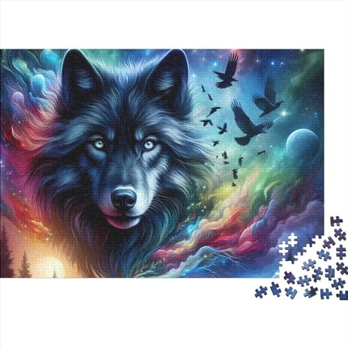 Schwarzer Wolf Puzzle 1000 Teile Puzzle für Erwachsene, Denkspiel, Puzzlespielzeug für Erwachsene und Kinder, 1000 Teile (75 x 50 cm) von LCZLCZ