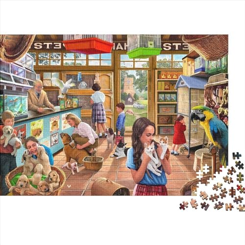 The Pet Shop Puzzle 1000 Teile für Erwachsene, kreatives rechteckiges Puzzle, Geschenk, Holzpuzzle, Spiel, Denksportaufgabe für Kinder, Spielzeug, 1000 Teile (75 x 50 cm) von LCZLCZ