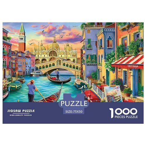 Unmögliche Puzzles für Erwachsene, Sehenswürdigkeiten von Venedig, 1000-teiliges Puzzle, Holzpuzzle, Geschenke für Kinder und Erwachsene, 1000 Teile (75 x 50 cm) von LCZLCZ