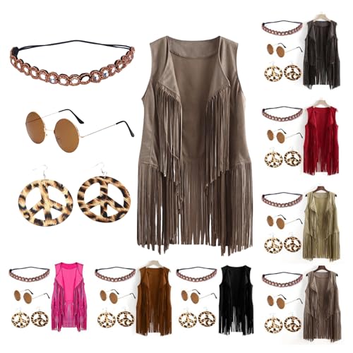 Faschingskostüme Damen, Hippie Kostüm Damen, 70er Jahre Outfit Damen, Hippie Kleidung Damen, Disco Outfit Damen, Faschingskostüme, Adventskalender Zum Befüllen Groß, Karneval Kostüm Damen, von LCpddajlspig