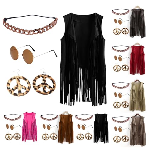 LCpddajlspig 70er Jahre Outfit Damen, Faschingskostüme Damen, Hippie Kostüm Damen, Karnevalskostüm Damen, Hippie Kleidung Damen, Disco Outfit, Tischkalender, Mode 60er Jahre, von LCpddajlspig