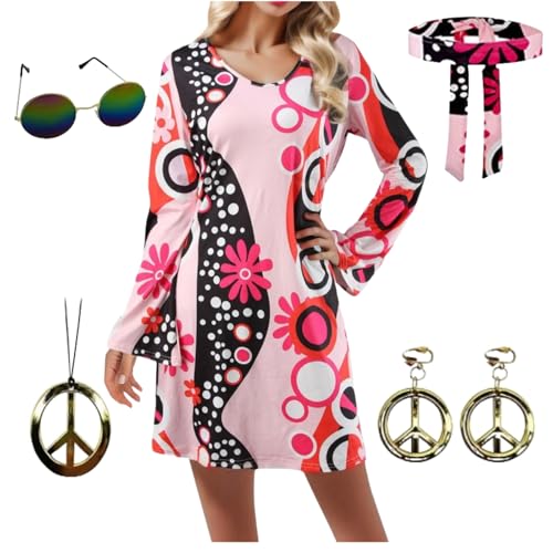 LCpddajlspig 70er Jahre Outfit Damen, Hippie Kostüm Damen, Faschingskostüme Damen, Disco Outfit Damen, Kostüm Damen Fasching, Mode 60er Jahre, Deals Of the Day, Silvester Kleid Damen, von LCpddajlspig