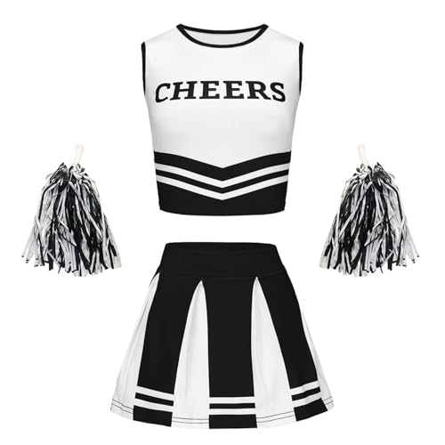 LCpddajlspig Cheerleader Kostüm, Cheerleader Kostüm Damen Sexy, Cheerleading Uniform Kein mit Pompons, High School Cheerleader Kostüm für Halloween Party Verkleidung Karneval von LCpddajlspig