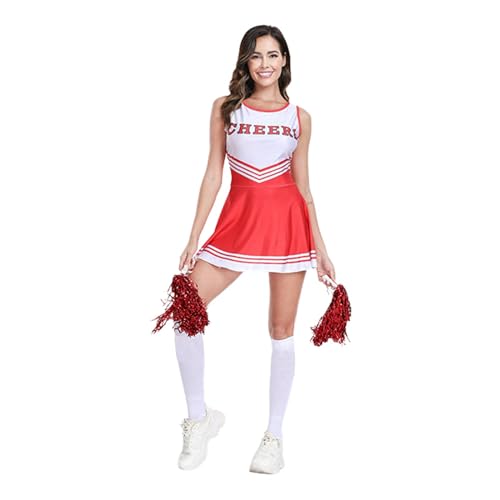 LCpddajlspig Damen Cheerleaderin Kostüm Set Karneval Faschings Tanzkostüm Set Cheerleading Kostüm Cheerleaderuniform Halloween Tanzkleidungset von LCpddajlspig