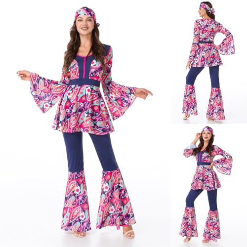 LCpddajlspig Faschingskostüme Damen, 70er Jahre Outfit Damen, Hippie Kostüm Damen, Hippie Kleidung Damen, Disco Outfit Damen, Hippie Kostüm, Frauen Adventskalender 2024, Hippie, von LCpddajlspig