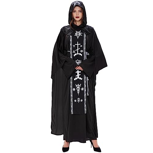 LCpddajlspig Halloween Kostüm Damen Gruselig Halloween Cloak Schwarzer Umhang Cosplay Gruselig Mittelalter Umhang Maleficent Kostüm Umhang Mit Kapuze Hexenkostüm Elfen Kostüm von LCpddajlspig