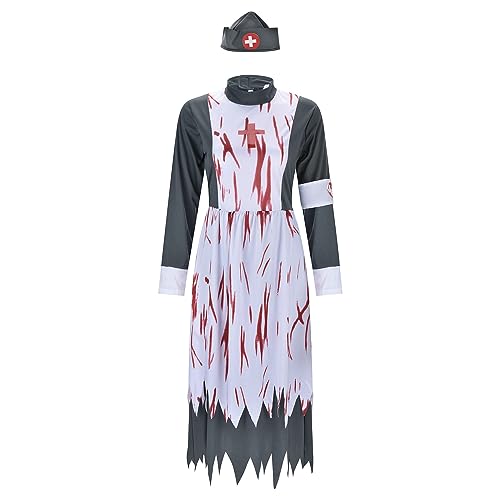 LCpddajlspig Halloween Kostüm Damen Gruselig: Horror Kostüm Blutige Krankenschwester Kostüm Zombie Krankenschwester Kostüm Krankenschwester Kostüm Gruselig Halloween Kostüm Karneval Mottoparty von LCpddajlspig