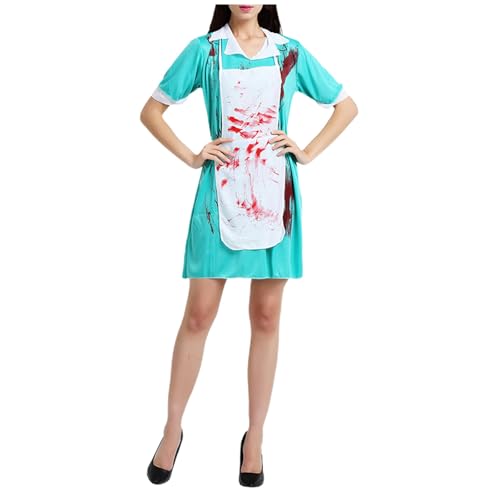 LCpddajlspig Halloween Kostüm Damen Gruselig: Krankenschwester Kostüm Horror Halloween Zombie Blutige Cosplay Karneval Mottoparty LCpddajlspig Halloween Kostüm Damen Gruselig: Krankenschwester Kostüm Horror Halloween Zombie Blutige Cosplay Karneval Mottoparty von LCpddajlspig